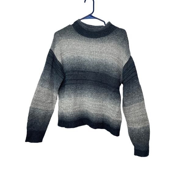 Apt 9 knit top sweater women's size medium gray blue stripe mock turtleneck - Picture 1 of 15